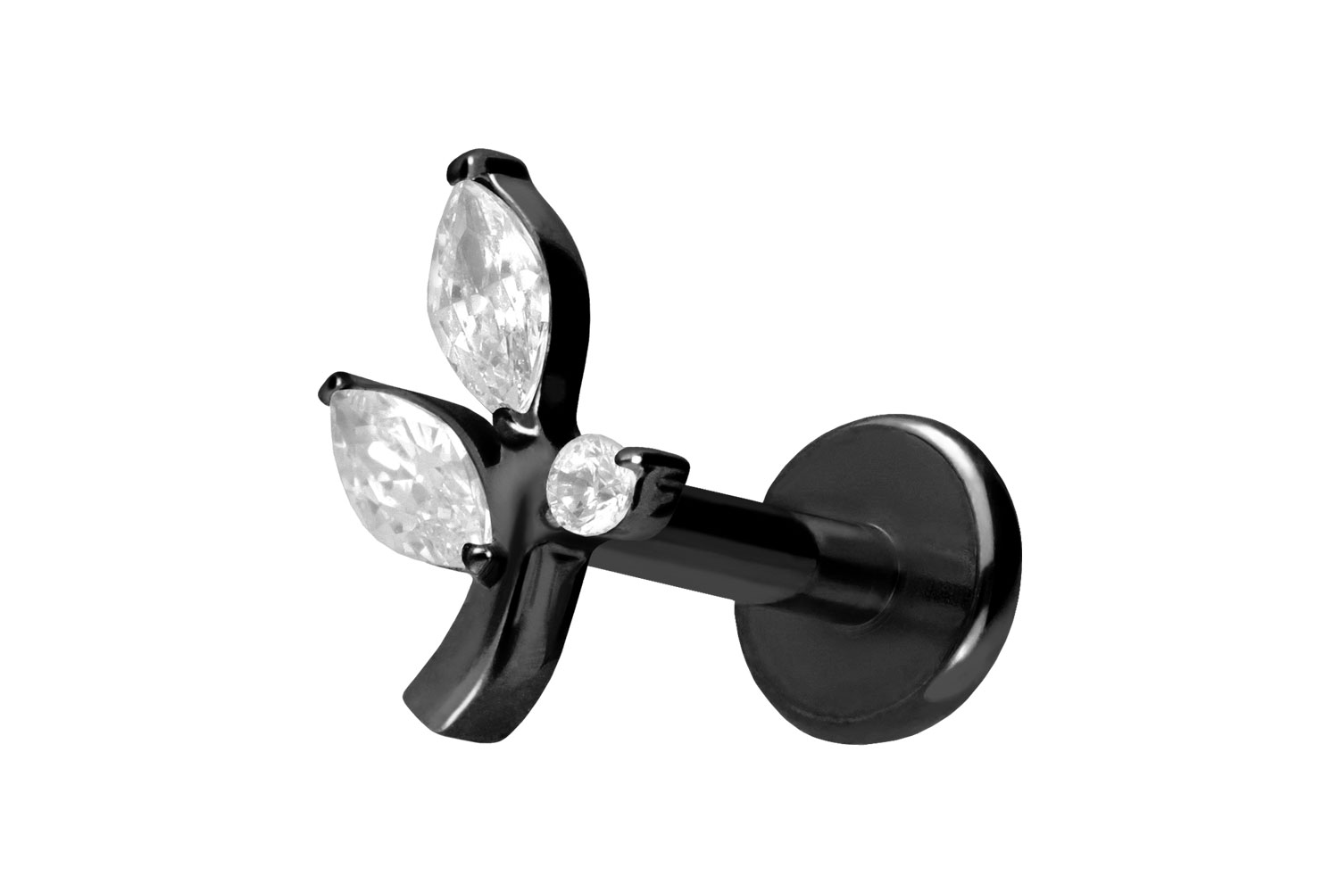 Titan Labret Piercing mit Innengewinde KRISTALLZWEIG